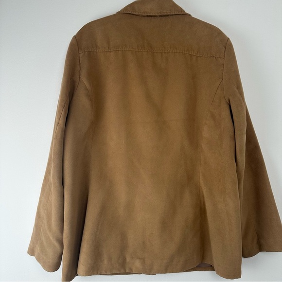 Fuda New York Women's Jacket Size Large Tan Faux Suede Utility Lightweight - Picture 2 of 6